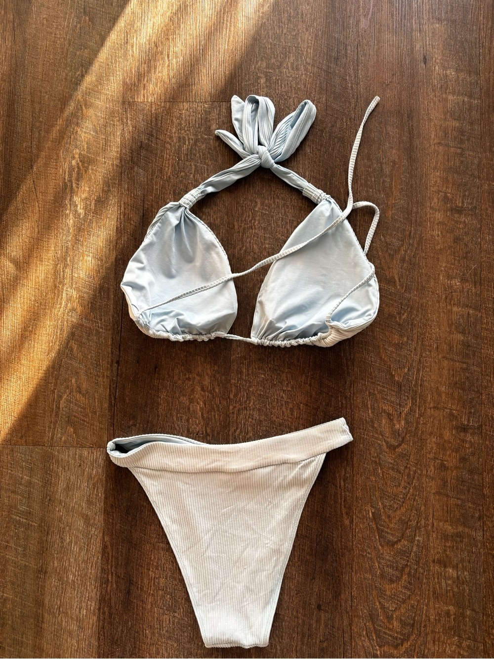 Source Unknown Light Blue Ribbed Bikini Set - Picture 5 of 6